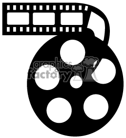 black and white film reel clipart. Royalty.