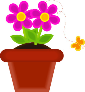 Flower Pot With Flowers Clipart.