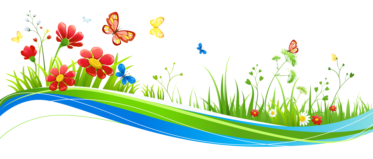 Transparent Decoration with Flowers and Butterflies PNG.