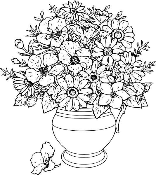 Vase Of Wild Flowers clip art Free vector in Open office drawing svg.