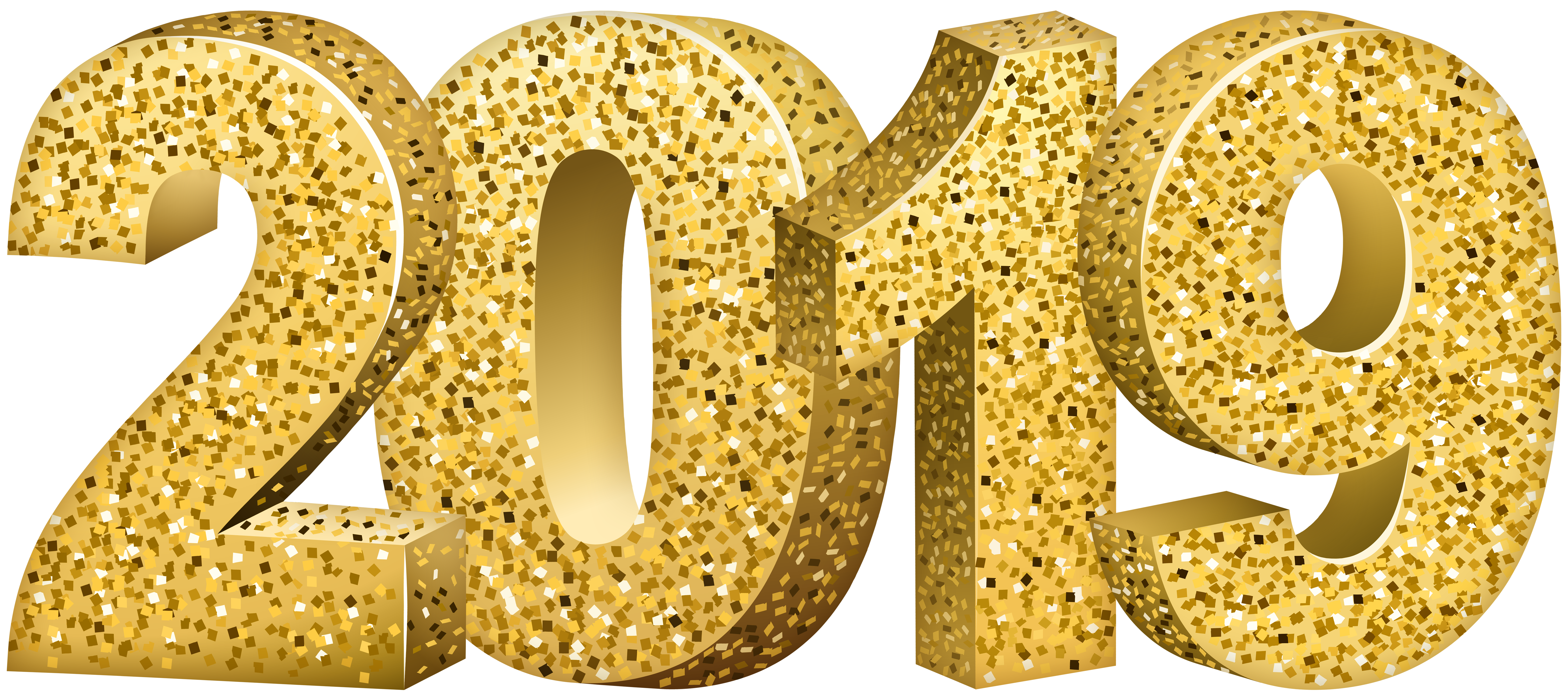 2019 Year Gold Decorative Clip Art.
