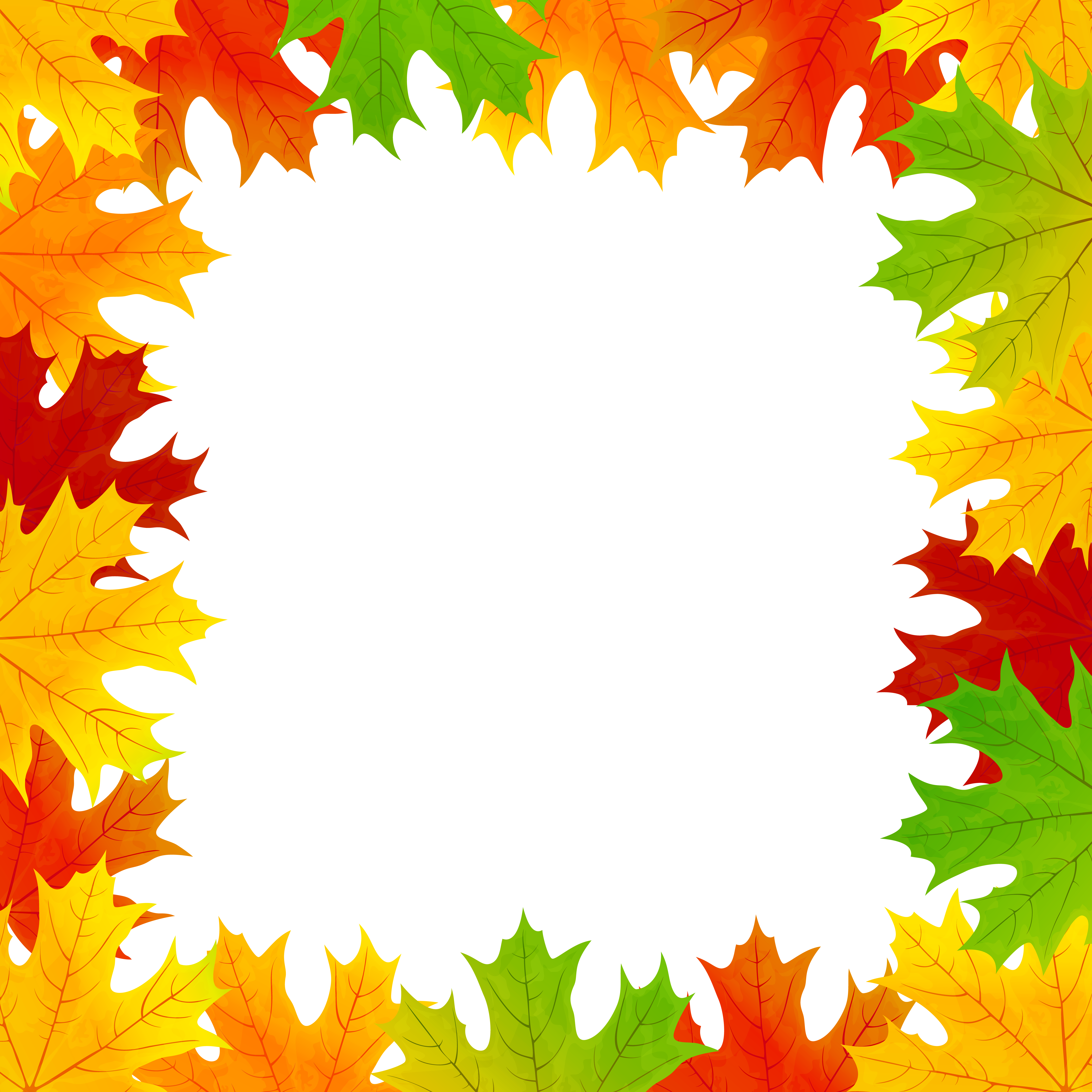 Fall Leaves Border Frame PNG Clip Art Image.