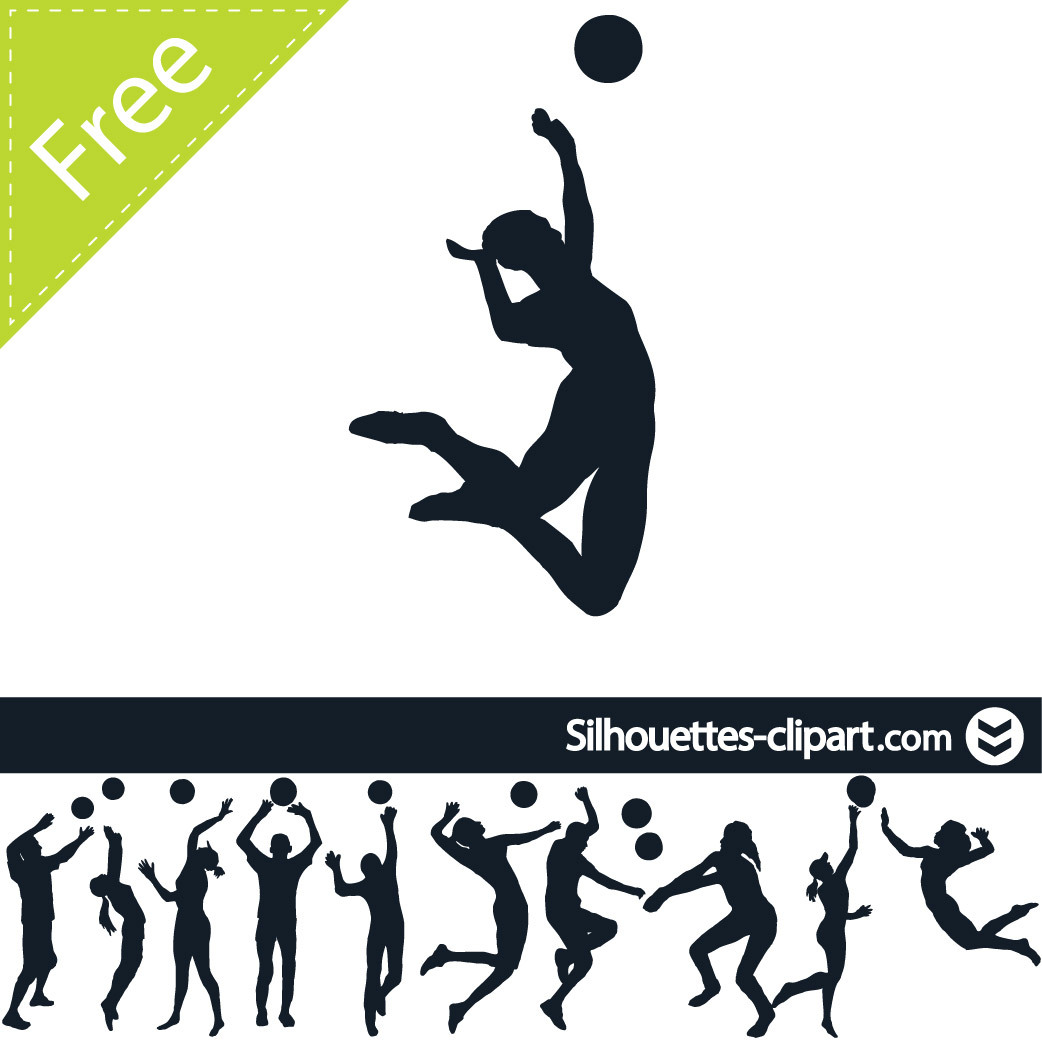 Male Female Volleyball Player Pack Silhouette.