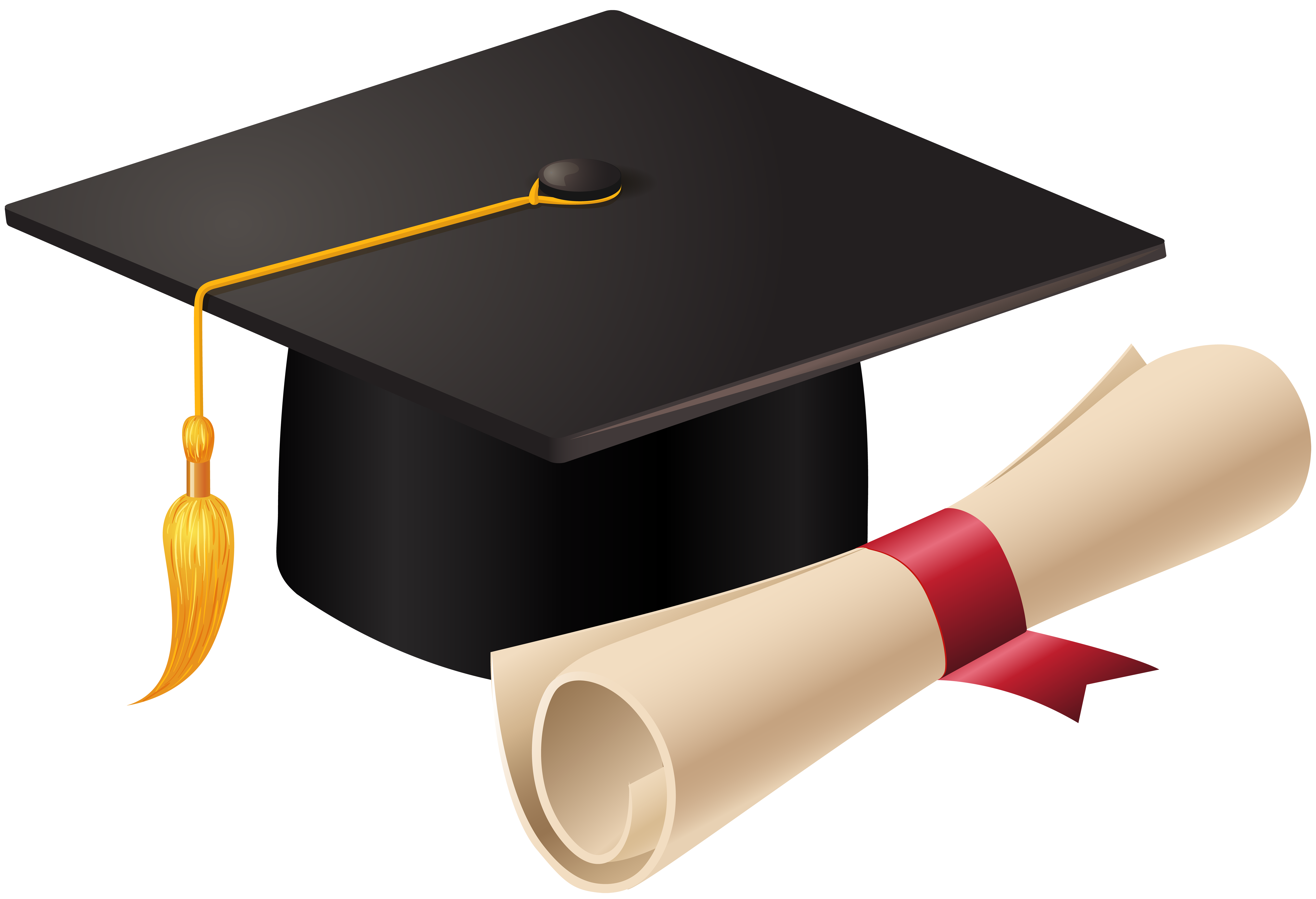 Graduation Cap and Diploma PNG Clip Art.
