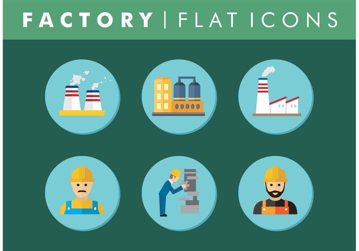 Flat Factory Icons Set Vector Free.