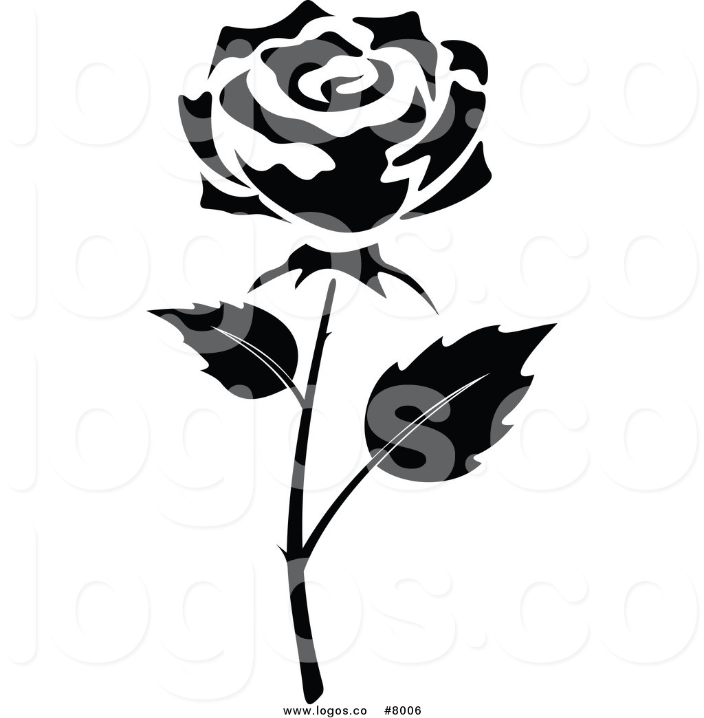 Royalty Free Clip Art Vector Black and White Rose Logo by Vector.