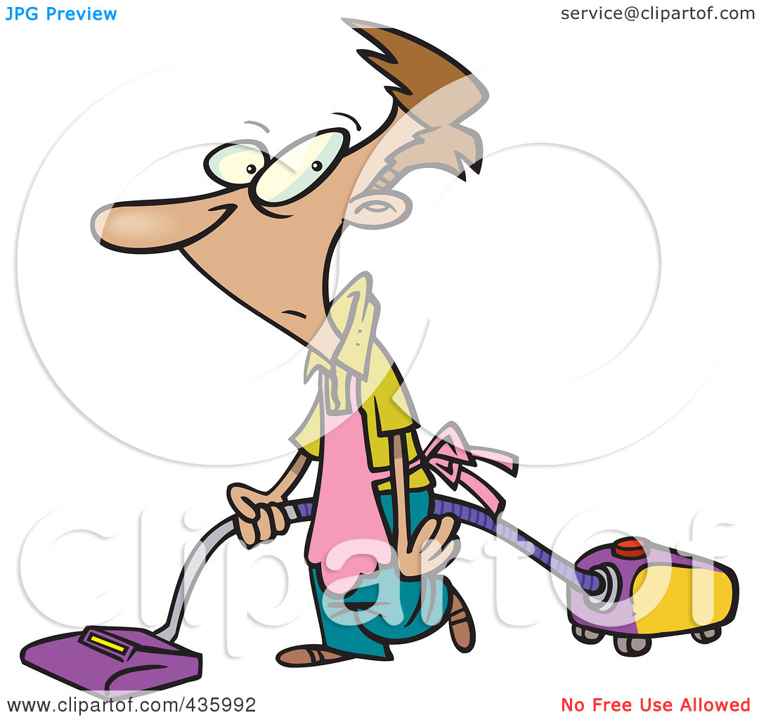 Free clipart images of a man vacuuming without watermarks.