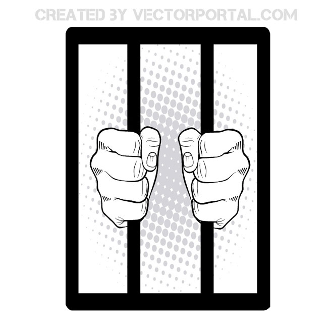 Hands on Prison Bars Image Free Vector.