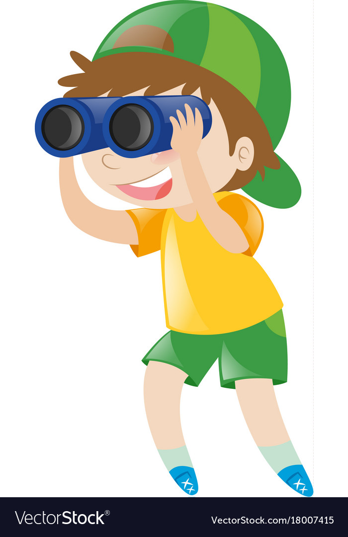 Boy looking through binoculars.