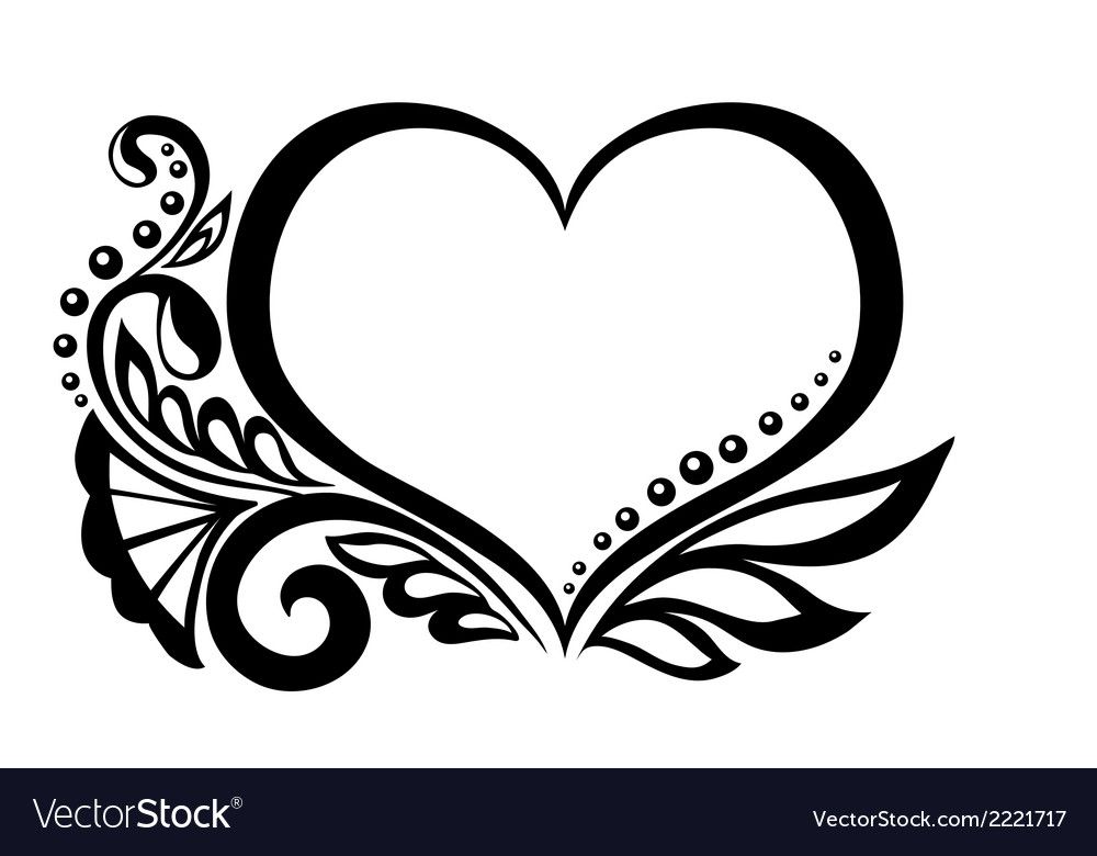 Symbol of a heart with floral design Royalty Free Vector.