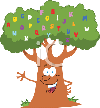 Alphabet tree cartoon clipart image..
