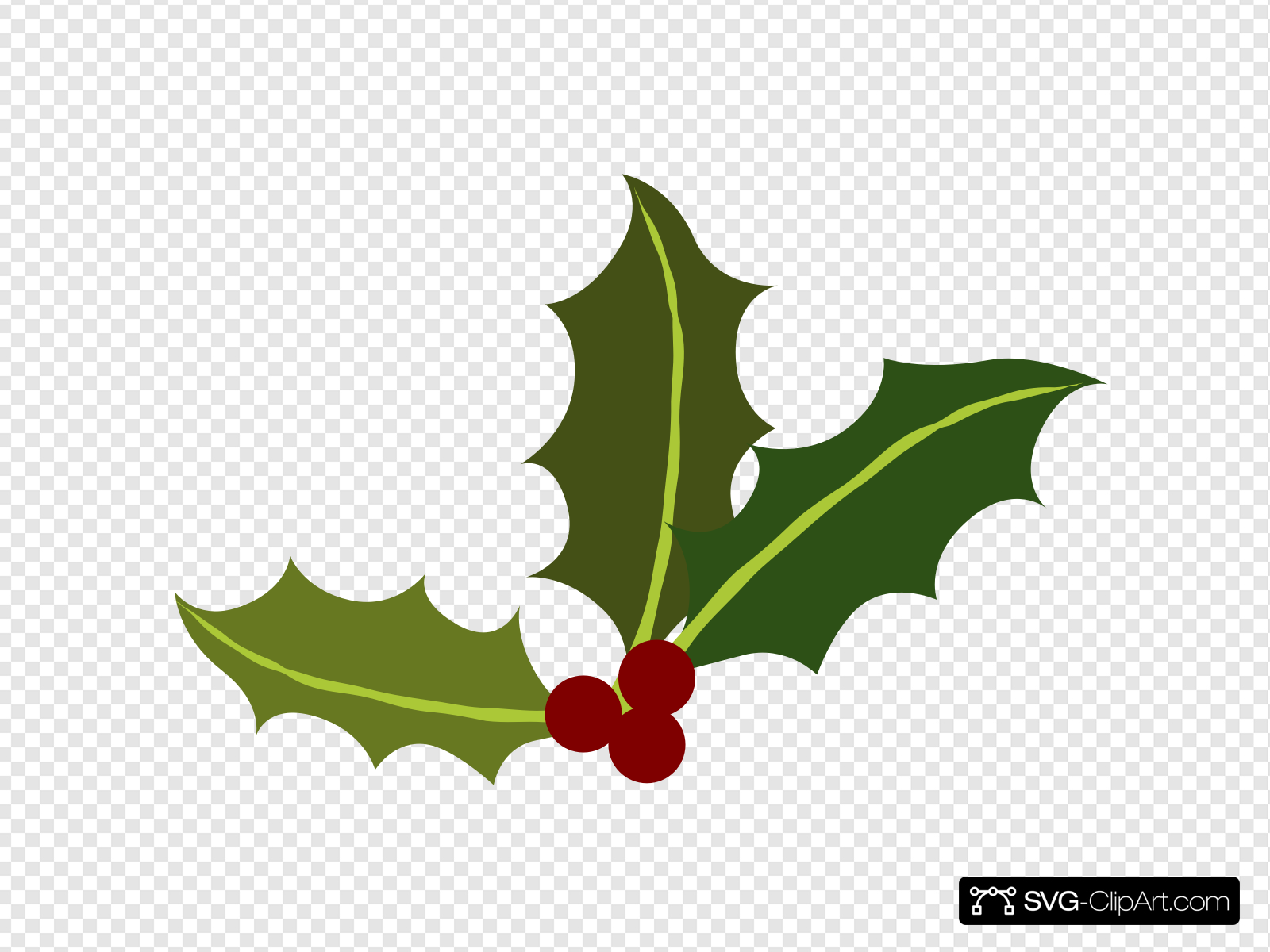 Holly Leaves With Berries Clip art, Icon and SVG.