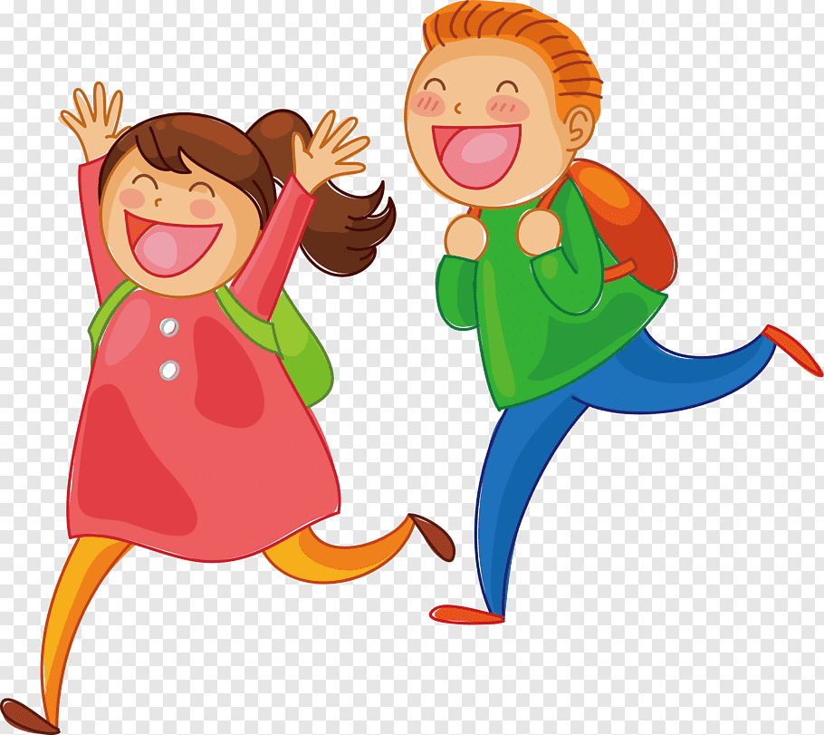 Girl and boy running illustration, Cartoon Child, Children.