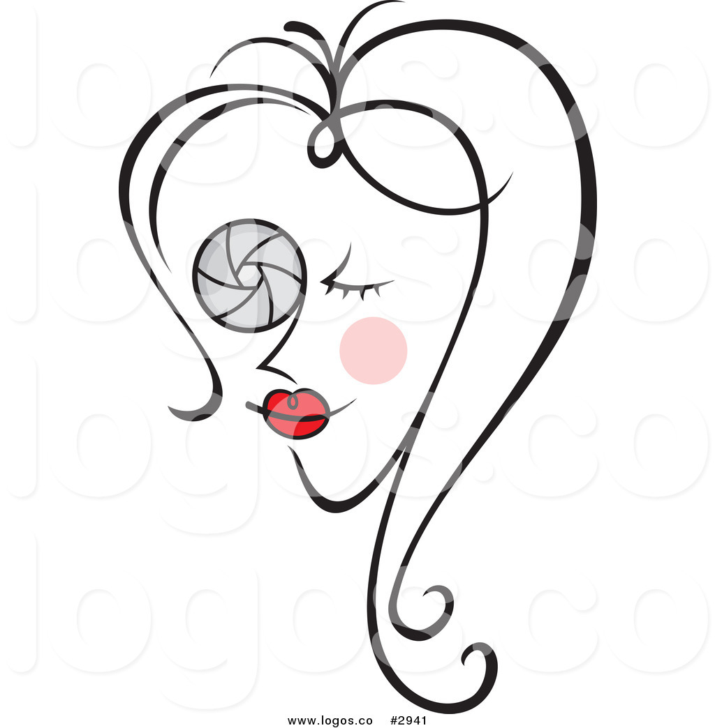 Vector Royalty Free Clipart Photographer Lady with a Lens Eye Logo.