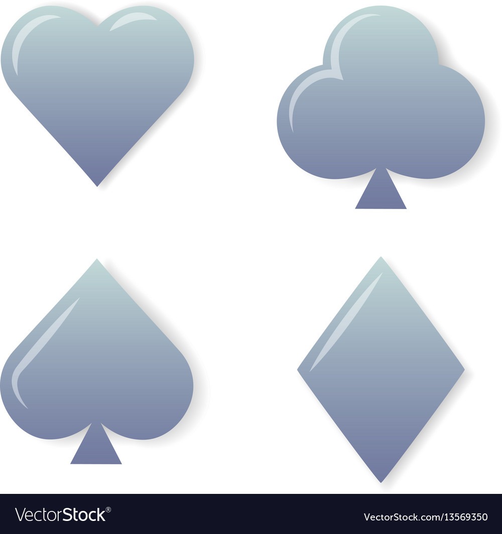 Silver playing cards symbols set on white.