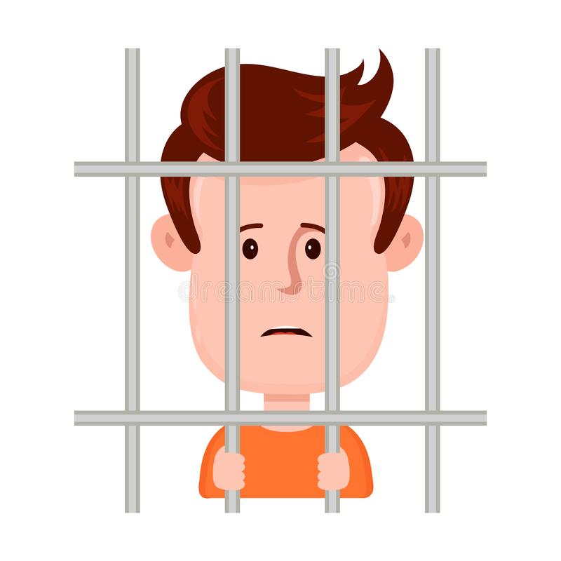 Cartoon Prisoner Behind Bars Stock Illustrations.