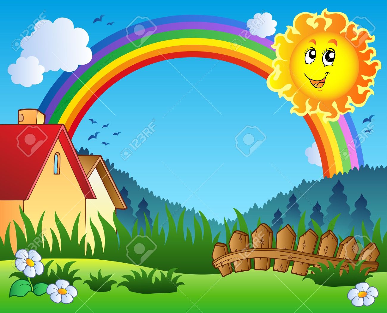 Rainbow Scenery Clipart.