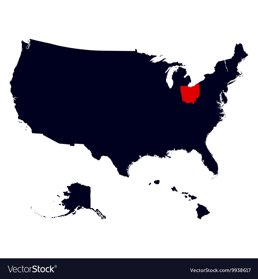 Ohio State in the United States map.