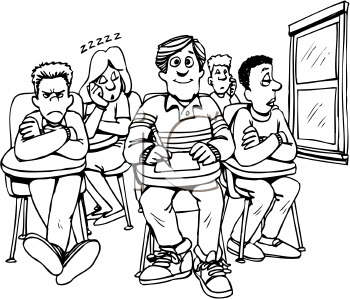 Black College Students Classroom Clipart.