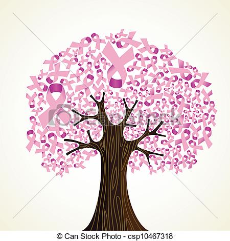 Vector Clip Art of Breast cancer ribbon tree.