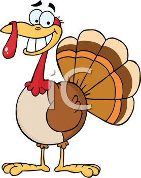Royalty Free Clipart Image of a Smiling Turkey.