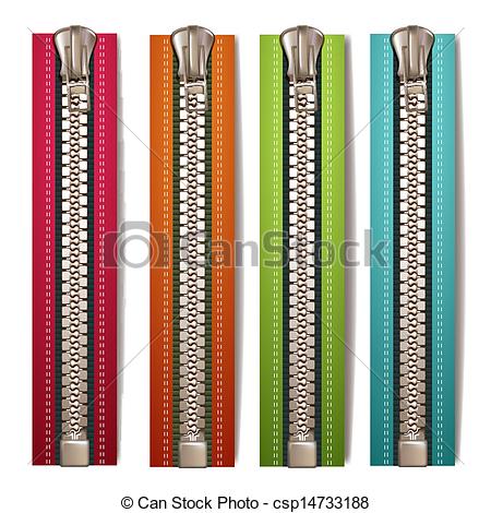 Vector of Colored steel zipper over white background csp14733188.