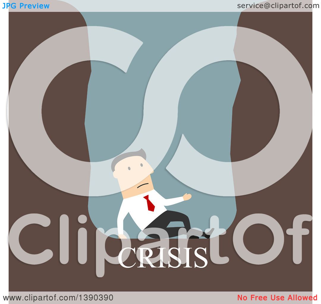 Clipart of a Flat Design White Businessman Trapped in a Crisis.