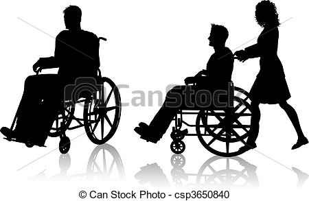 Diversity people with wheel chair clipart balck andbwhite.