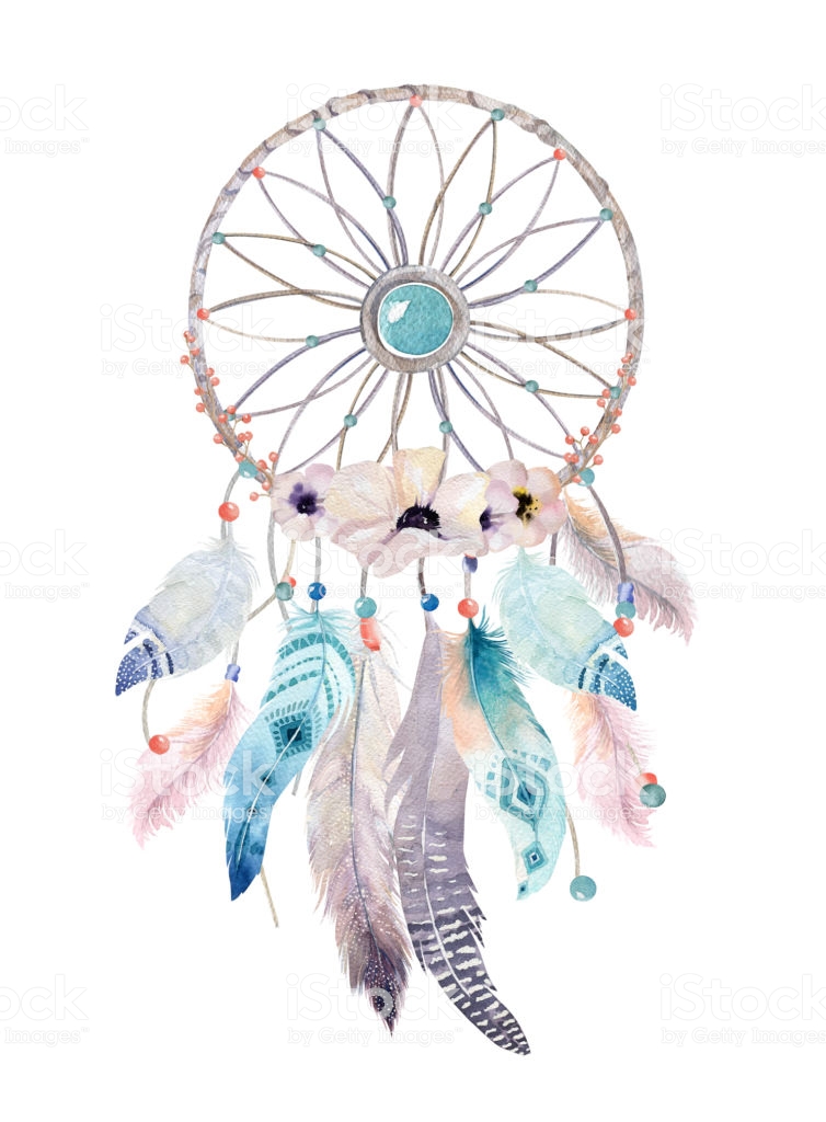 Isolated Watercolor Decoration Bohemian Dreamcatcher Boho Feath.