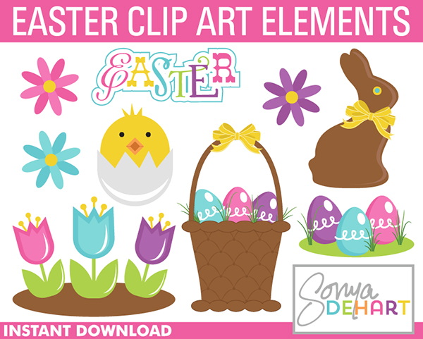 FREE Easter Clip Art Set from Sonya DeHart Design.