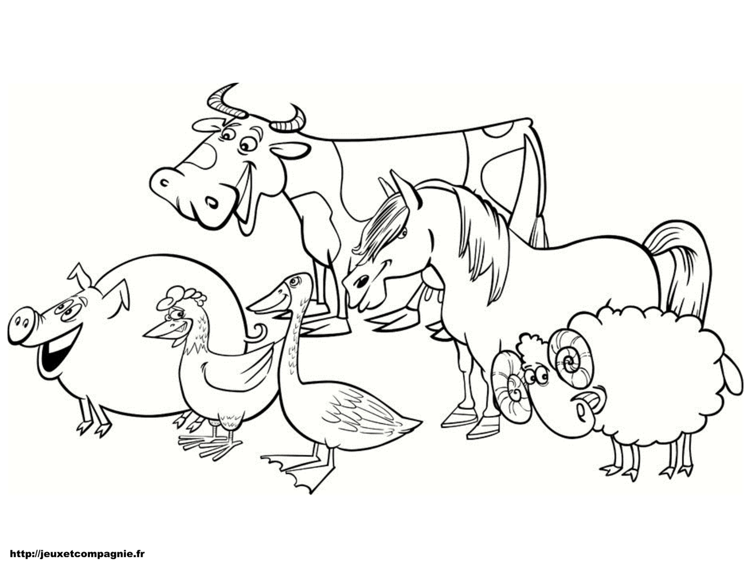 Group of farm animals clipart black and white.