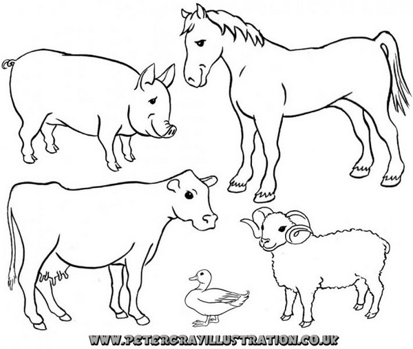 Free Clipart Farm Animals Black And White.