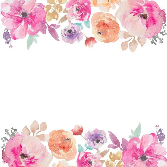 Watercolor Flowers Border Free.