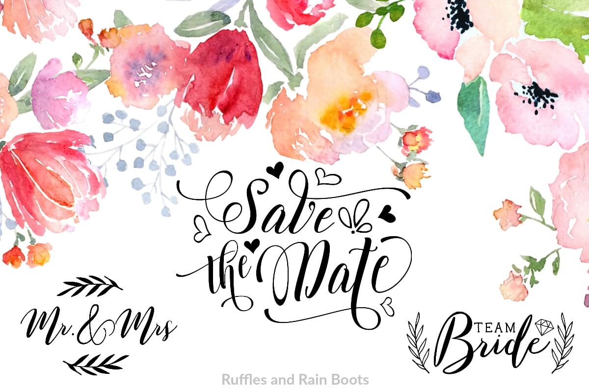 Free Wedding SVGs, Fonts, and Clipart for Gifts and Stationery.