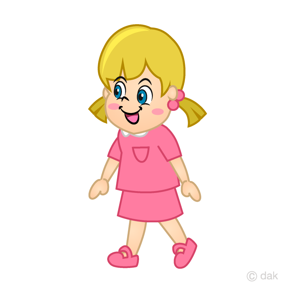 Free Girl Walking Cartoon Image｜Illustoon.