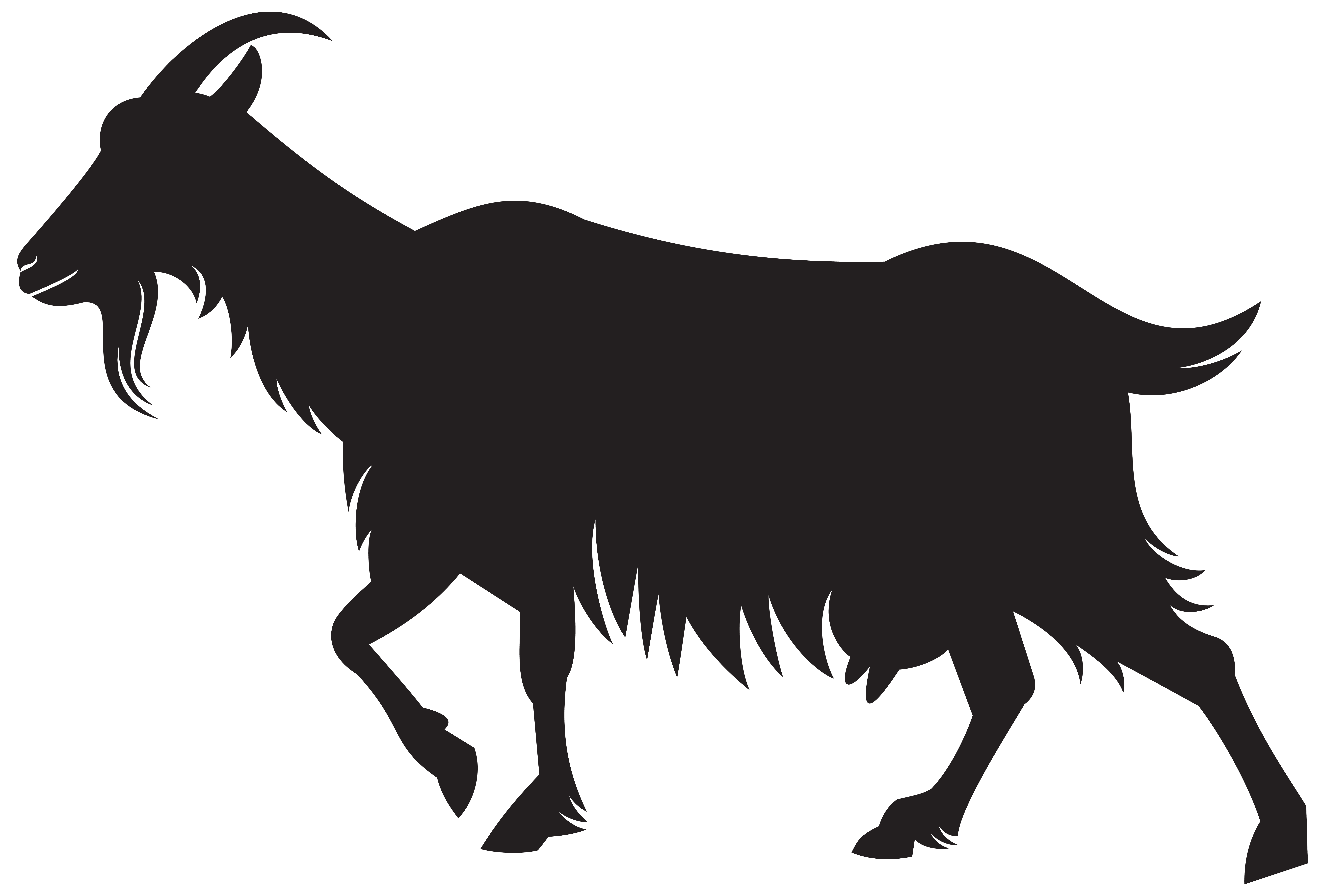 Goat Silhouette PNG Clip Art Image.