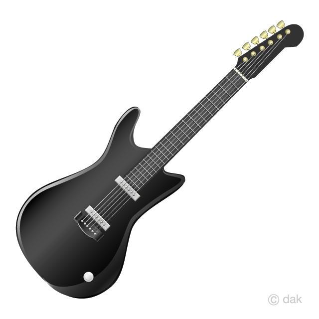 Free Black Electric Guitar Clipart Image｜Illustoon.