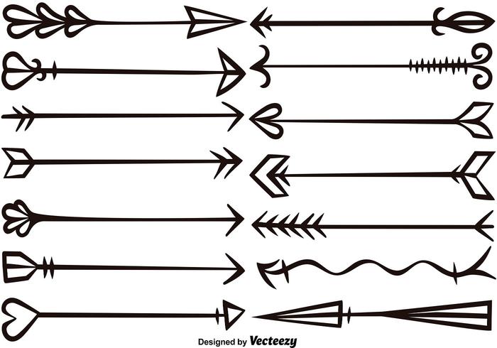 Vector Hand Drawn Arrows Set.