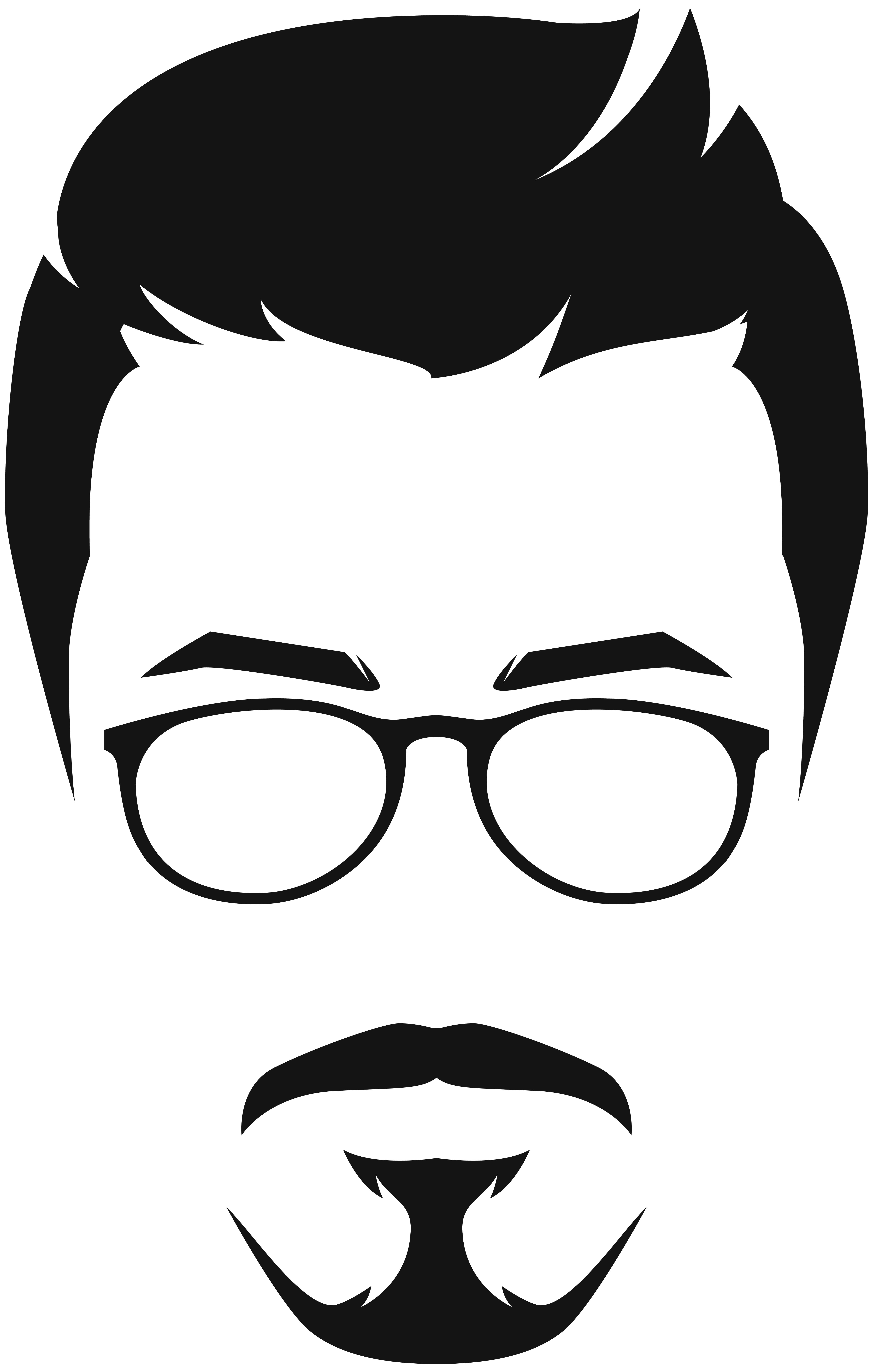 Hipster Face Transparent Clip Art Image.