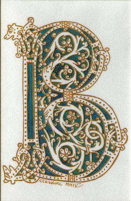 Illuminated Manuscript Clipart Letter B.