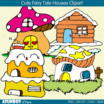 Cute Fairy Tale Houses Clipart.