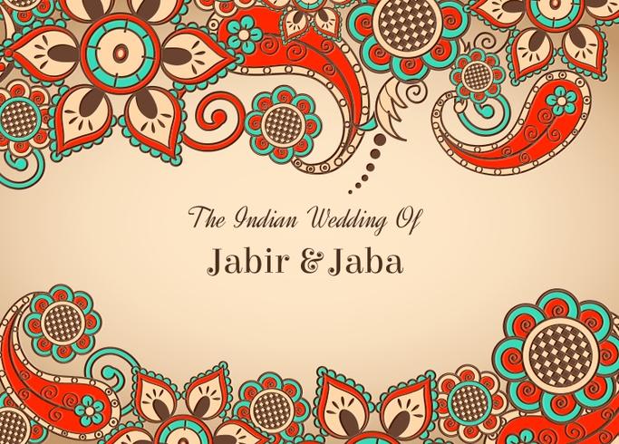 Vector Colorful Indian Wedding Card.