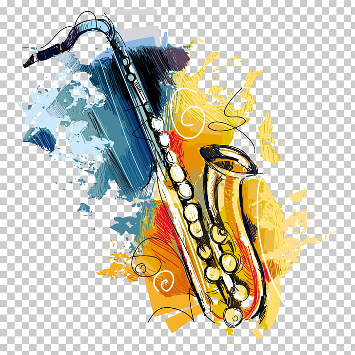 Brunch Free jazz Saxophone, Watercolor Saxophone, saxophone.
