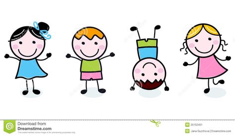 Happy Kids Clipart Black And White.