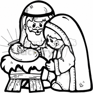 Free Nativity Scene Clipart Black And White.