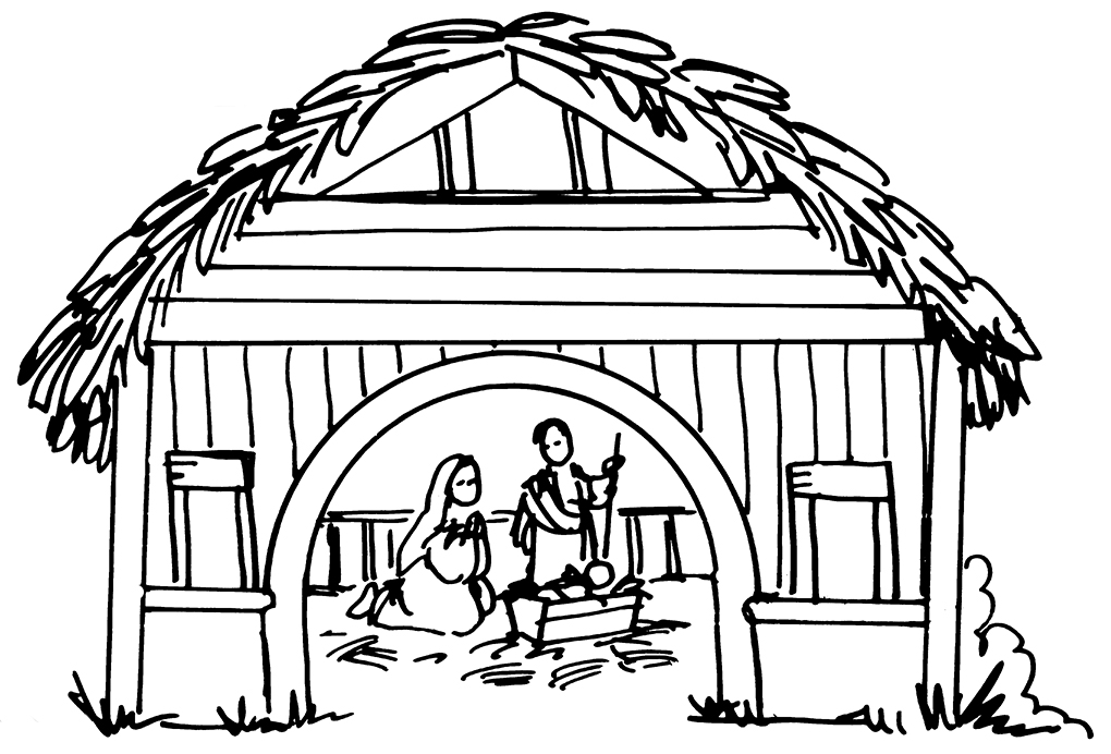 Christmas Nativity Clipart Black And White.