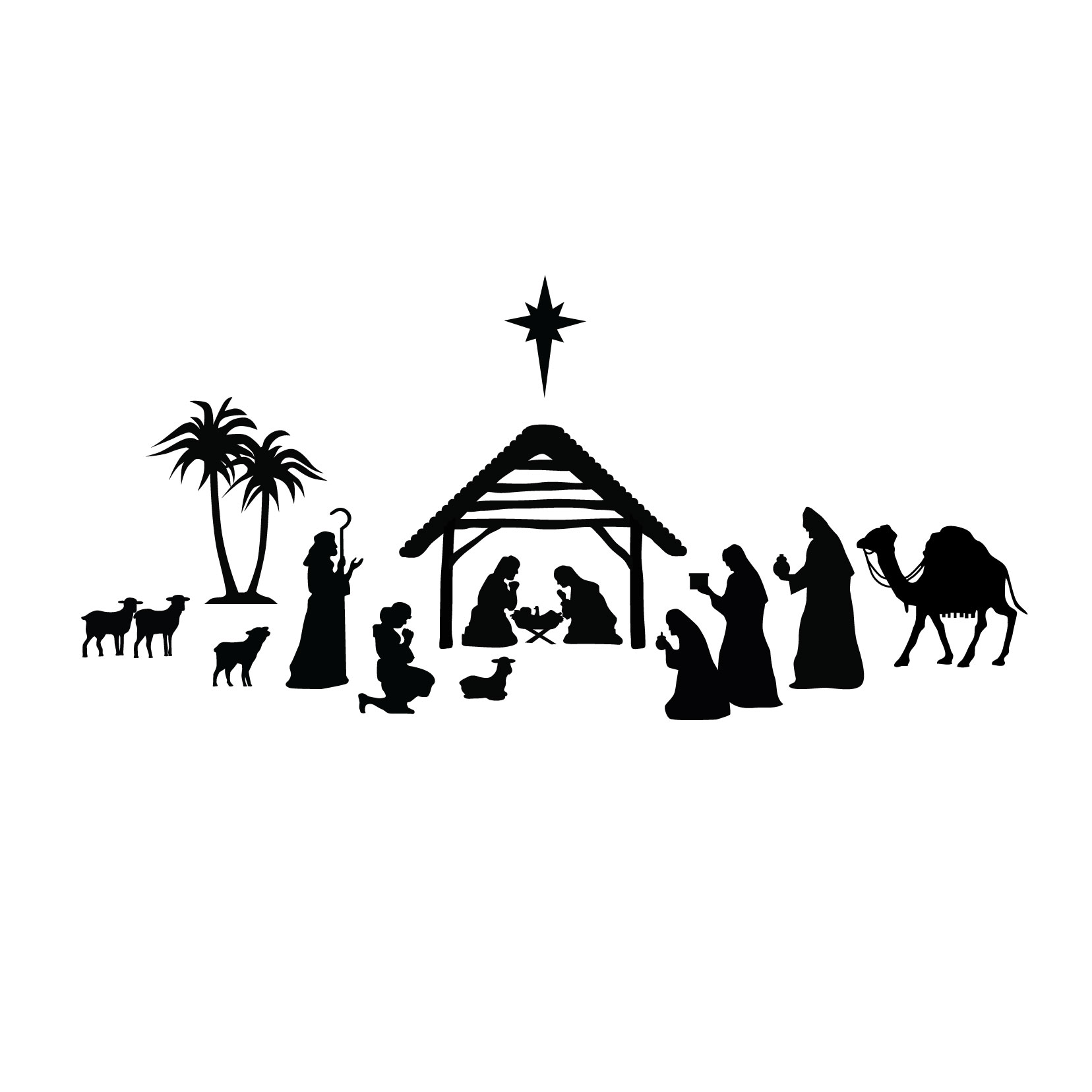 Free Nativity Scene Clipart Silhouette.