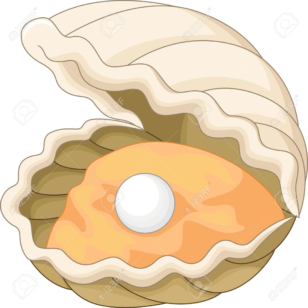Cartoon Oyster with a pearl.