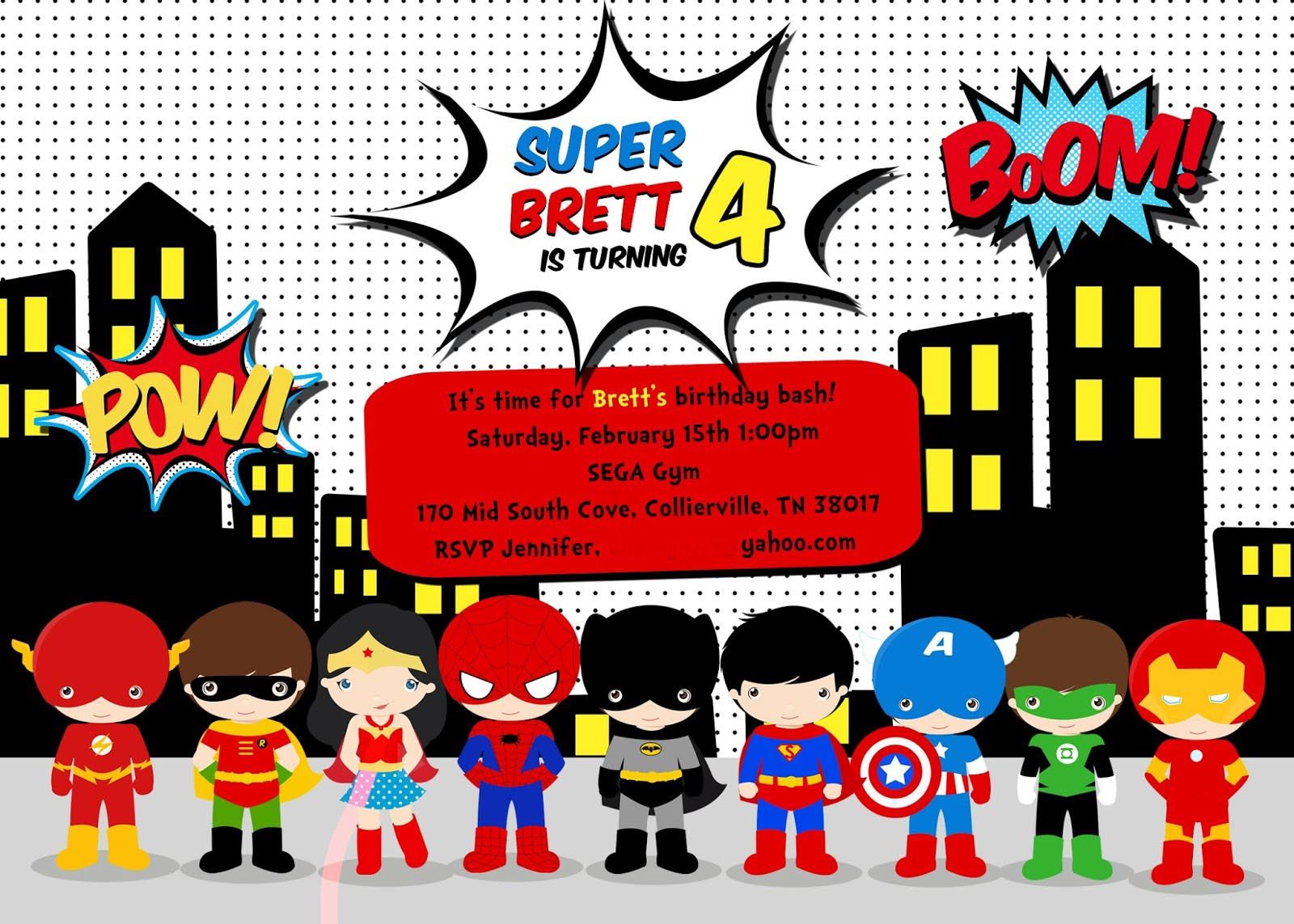 Free Superhero Birthday Party Invitation Templates … in 2019.