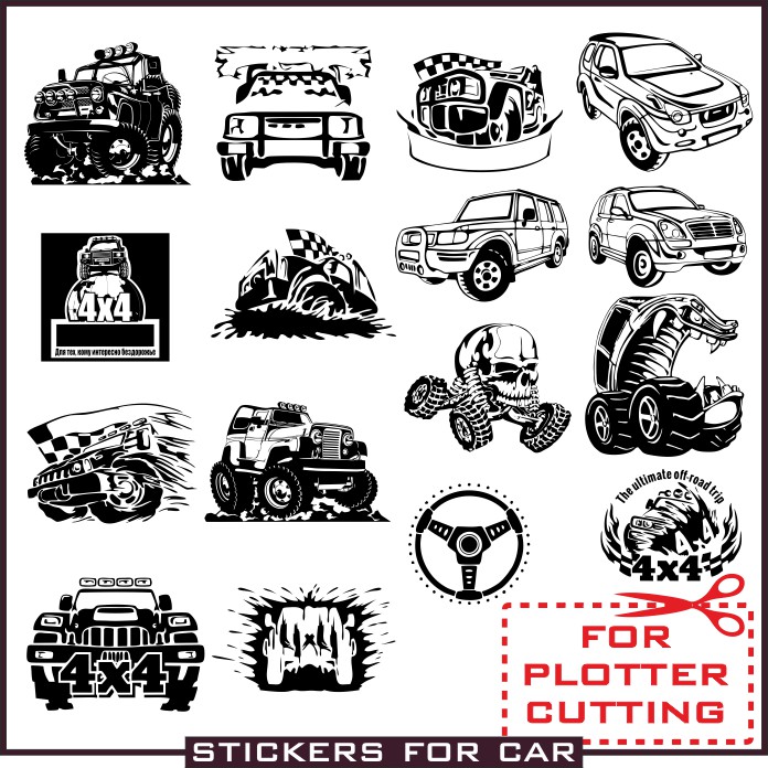 Stickers 4x4 vector clipart for plotter cutting download cdr.